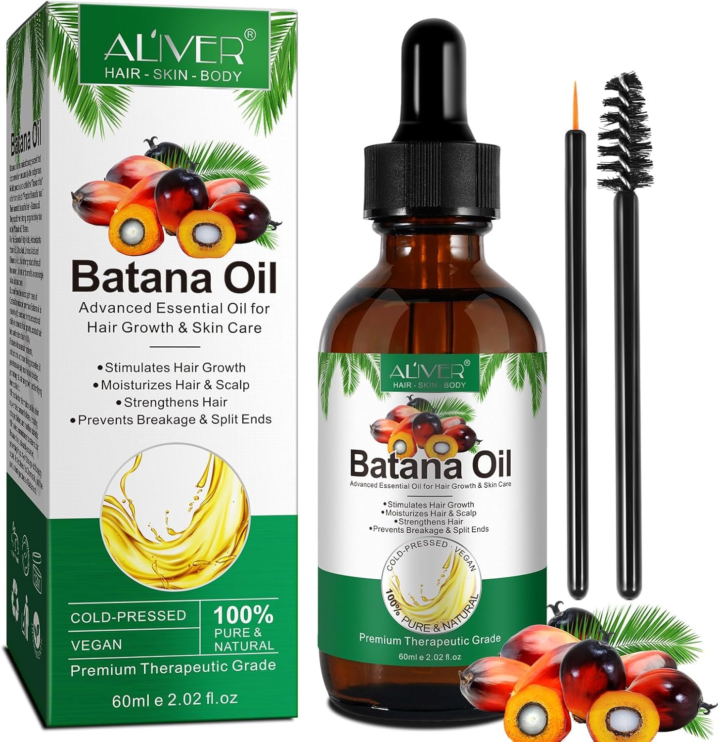 Batana Oil for Hair Growth & Skin Care, 100% Pure & Natural Batana Oil, Prevents Hair Loss, Repairs Damaged Hair & Skin, eliminates Split Ends & Increases Shine