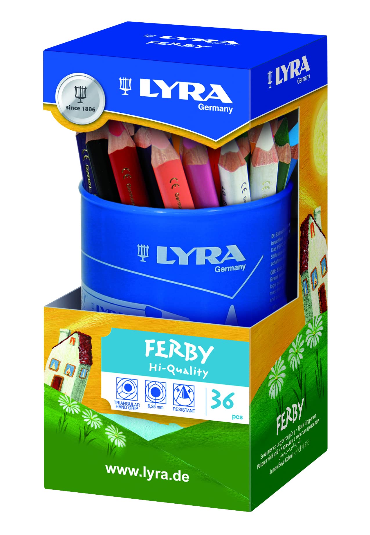 LYRA Ferby Wooden Chunky Coloured Pencils, 36 Pieces in Assorted Colours, For Children & Schools โ image 1