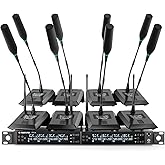 Phenyx Pro 8-Channel Wireless Conference Microphone System, Wireless Podium Microphone with 8x25 UHF Frequencies, Auto Scan, 8 Gooseneck Mics for Lecture, Church, Conference, Public Speaking (PTC-8)