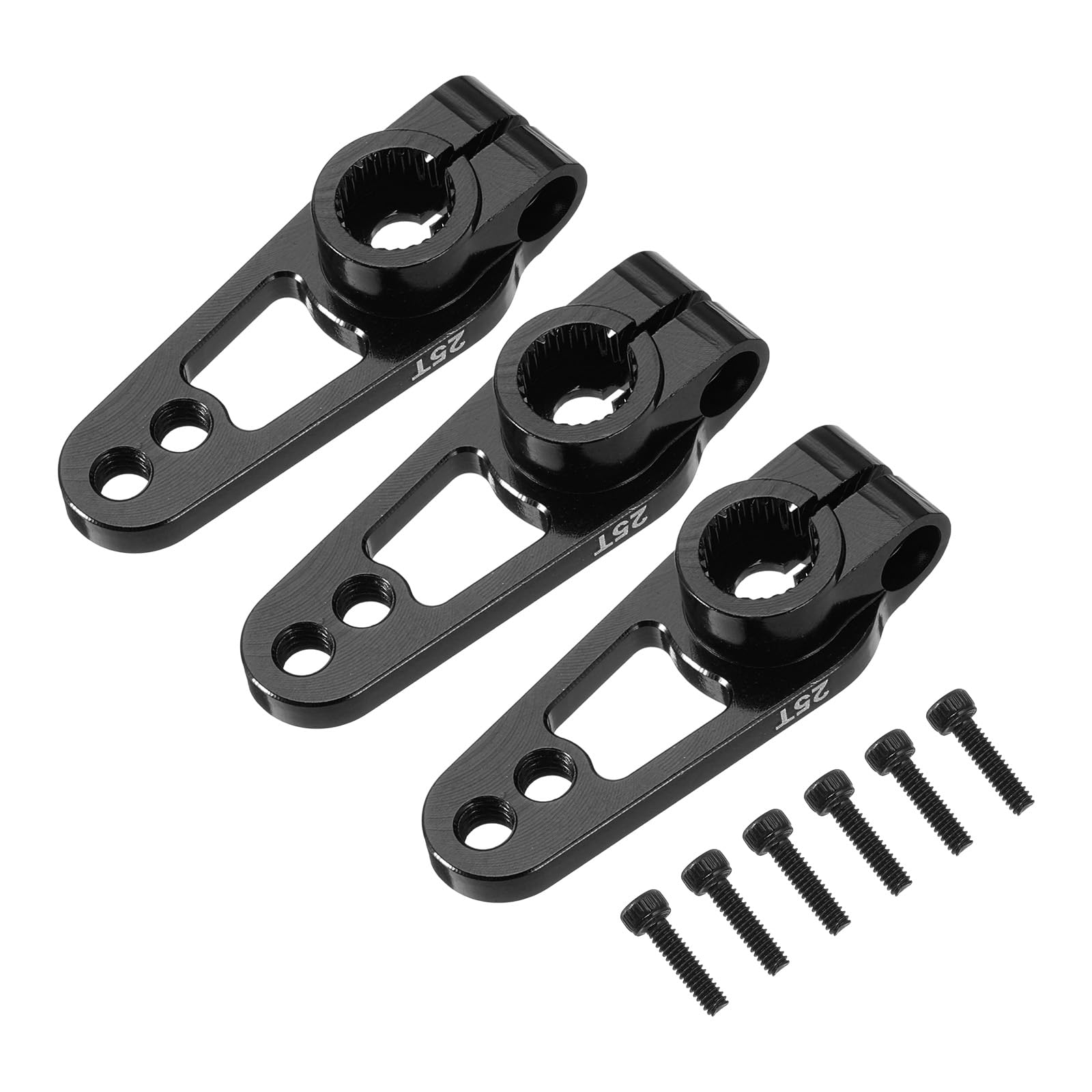 sourcing map Aluminum Alloy 25T Steering Servo Single Sided Black Arm Horn for DIY RC Car/Boat/Airplane Boat Accessories 3 Pcs