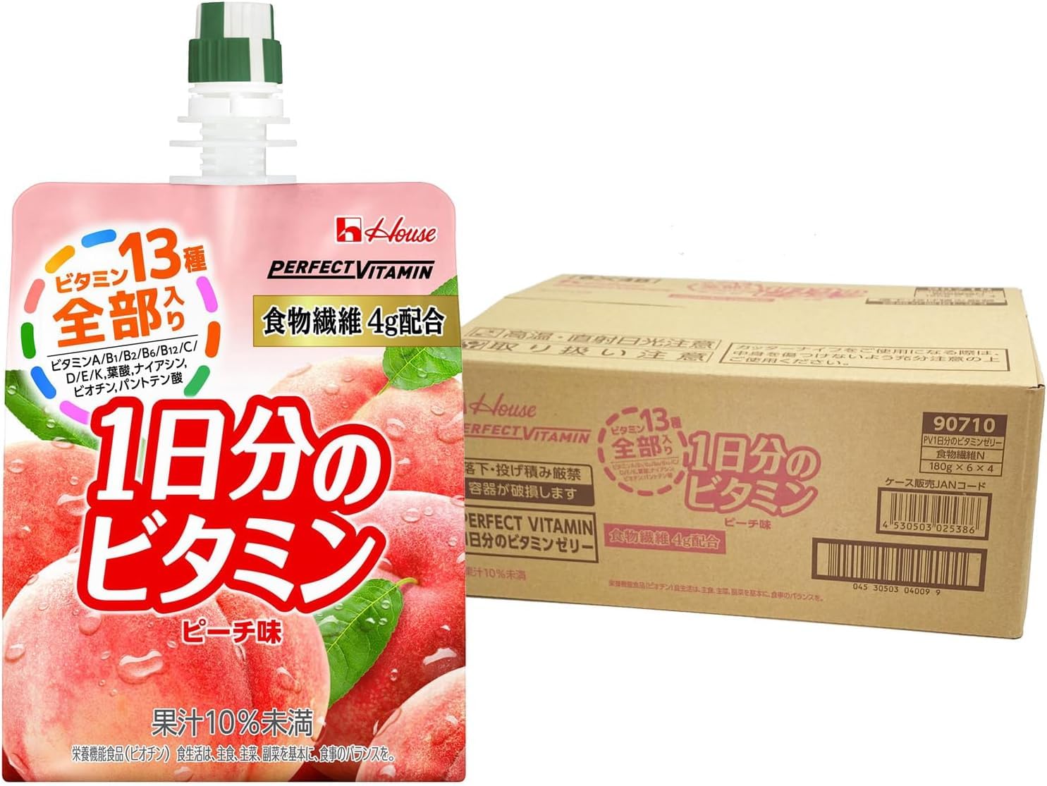 Perfect Vitamin 1日分のビタミンゼリー 食物繊維 ピーチ味 180g ×24袋 ハウスウェルネスフーズ商品画像