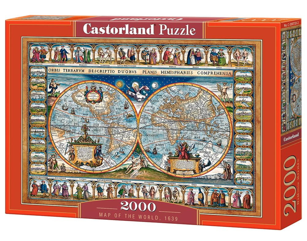 Castorland Hobby Panoramic Map of The World, 1639 Jigsaw Puzzle, 2000 Pieces Set