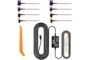 Dash Cam Hard Wire Kit for FOCUWAY T5/ T5 Pro/ T6/ D2 Duo/ D4 Duo Model, 4 Meter Dashboard Camera Car Charger Cable Kit 12V- 24V to 5V, Power Adapter with LP/Mini/ATO/Micro2 Fuse for Dash Cam