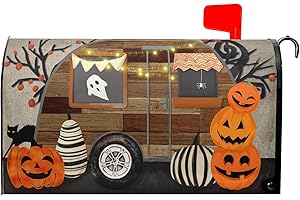 GRANBEY Halloween Pumpkin Magnetic Mailbox Covers Large Size 25.5x21Inch Carved Pumpkins Ghost Spider Letter Box Cover Trick Or Treat Wooden Decorative Post Wraps for Home Garden Yard Outside