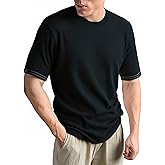 VPG Mens Knit Short Sleeve T-Shirts Casual Crewneck Sweater Pullover Tees