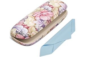 NPOOYI Eyeglasses Case, Hard Shell Protective Case for Glasses, Unisex for Women Men, Glass Case with Cleaning Cloth