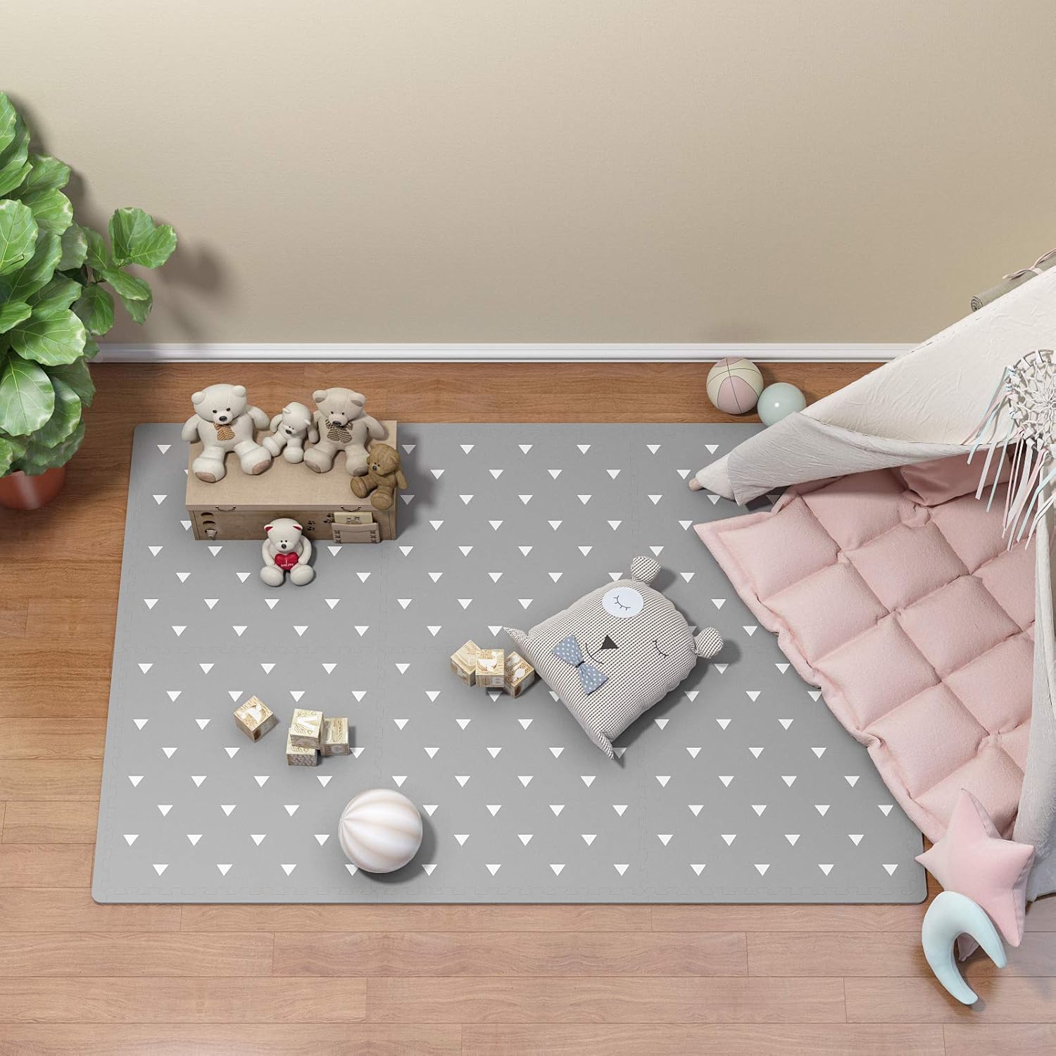 Baby Play Mat with Fence - Extra Large (4FT x 6FT), Non Toxic Foam Puzzle Floor Mat for Kids : Baby