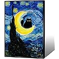 TYOHU Funny Starry Night Cat Canvas Wall Art Famous Oil Paintings Black Cat Poster Lovely Cat Floral Prints Painting Colorful Abstract Farmhouse Gallery Aesthetic Room Wall Decor 24x36in Framed