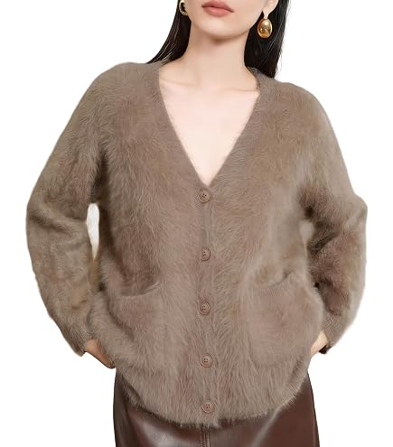 JOLILUNA Mohair Cardigan for Women Fuzzy Open Front Cardigan