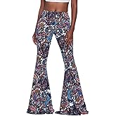 YUZIBAO Women's Flare Yoga Leggings High Waisted Boho Palazzo Wide Leg Pants Bell Bottoms
