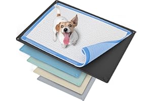 SKYWIN TidyFriend Dog Pee Pad Holder Tray Fits for 30” x 23” Pee Pads with Corner Lock Holes, Raised Edges, Non-Spill, Easy to Clean Silicone Dog Potty Tray Holder, For Indoor Floor Protection (Black)