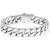MISWOYI Cuban Link Bracelet for Men Waterproof 316L Stainless Steel Bracelet Width 5mm/7mm/9mm/12mm, 7.5"/8.3"/9" Length, Miami Cuban Bracelet for Men Hip Hop Jewelry Men Gift