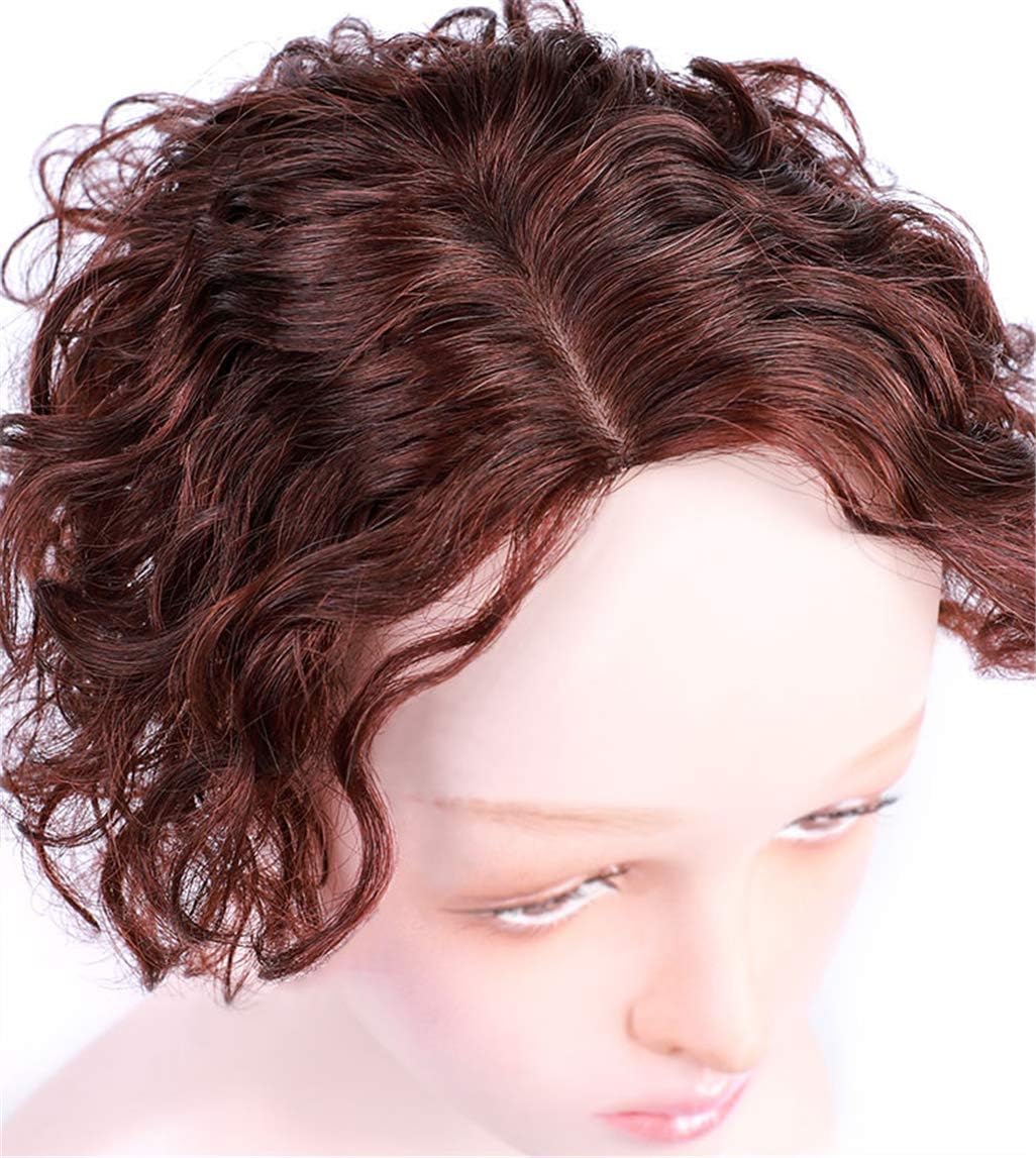 Curly Human Hair Toppers for Women with Thinning Hair, Clip in Secret Crown Hair Pieces Left Part, 12" Off Black