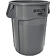 Rubbermaid Commercial Products BRUTE 55G Gray Vented Trash Container, for Landscapers/Construction Sites/Restaurants/Back of House/Offices/Warehouses/Commercial Environments