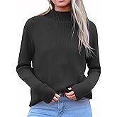 Ckikiou Casual Soft Knitted Mock Neck Sweater for Women Fall Winter Raglan Sleeve Ribbed Pullover Top
