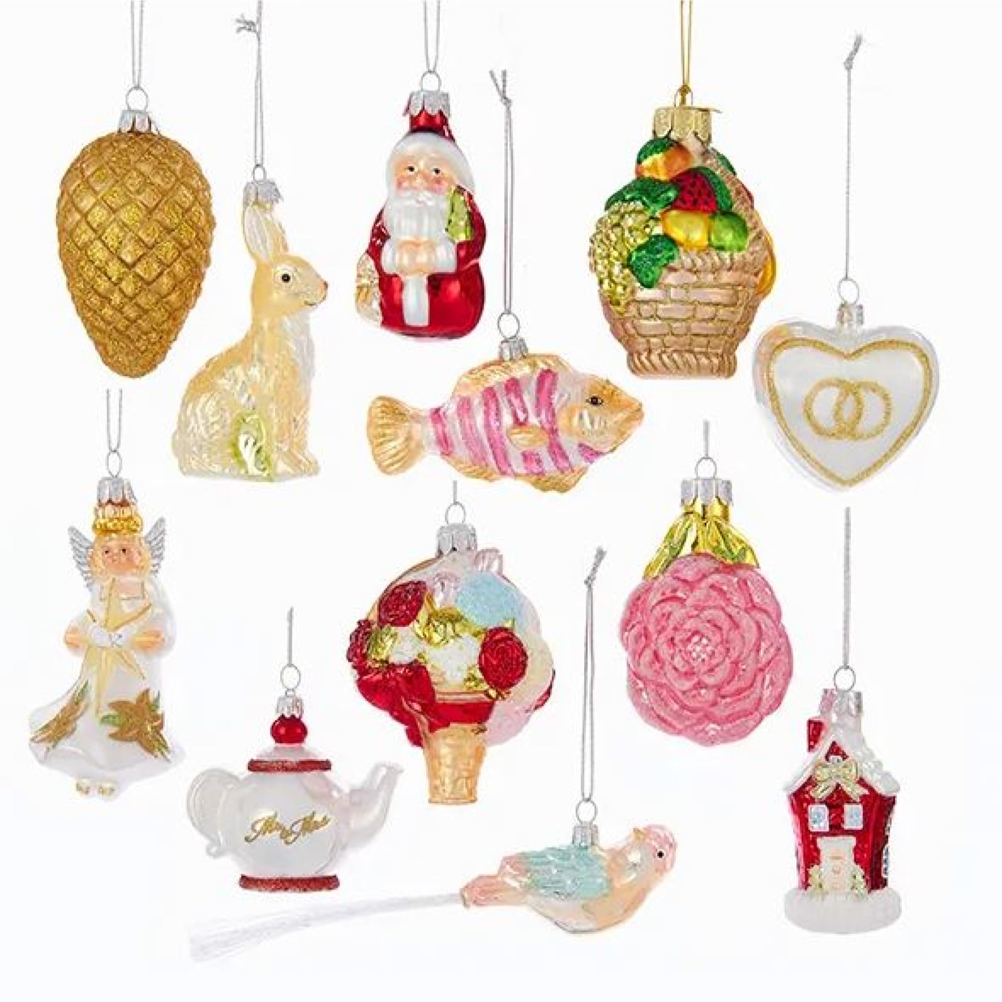 Kurt Adler Ornament Set, Green, 2.75"-4"