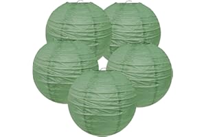 TopAAA 8 Inch Sage Green Chinese Japanese Paper Lantern Lamp(Set of 5, Sage Green)