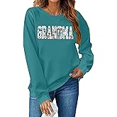 VVNTY Grandma Sweatshirts for Women: Embroidered Grandma Letter Shirts Floral Applique Grandmother Pullover Tops