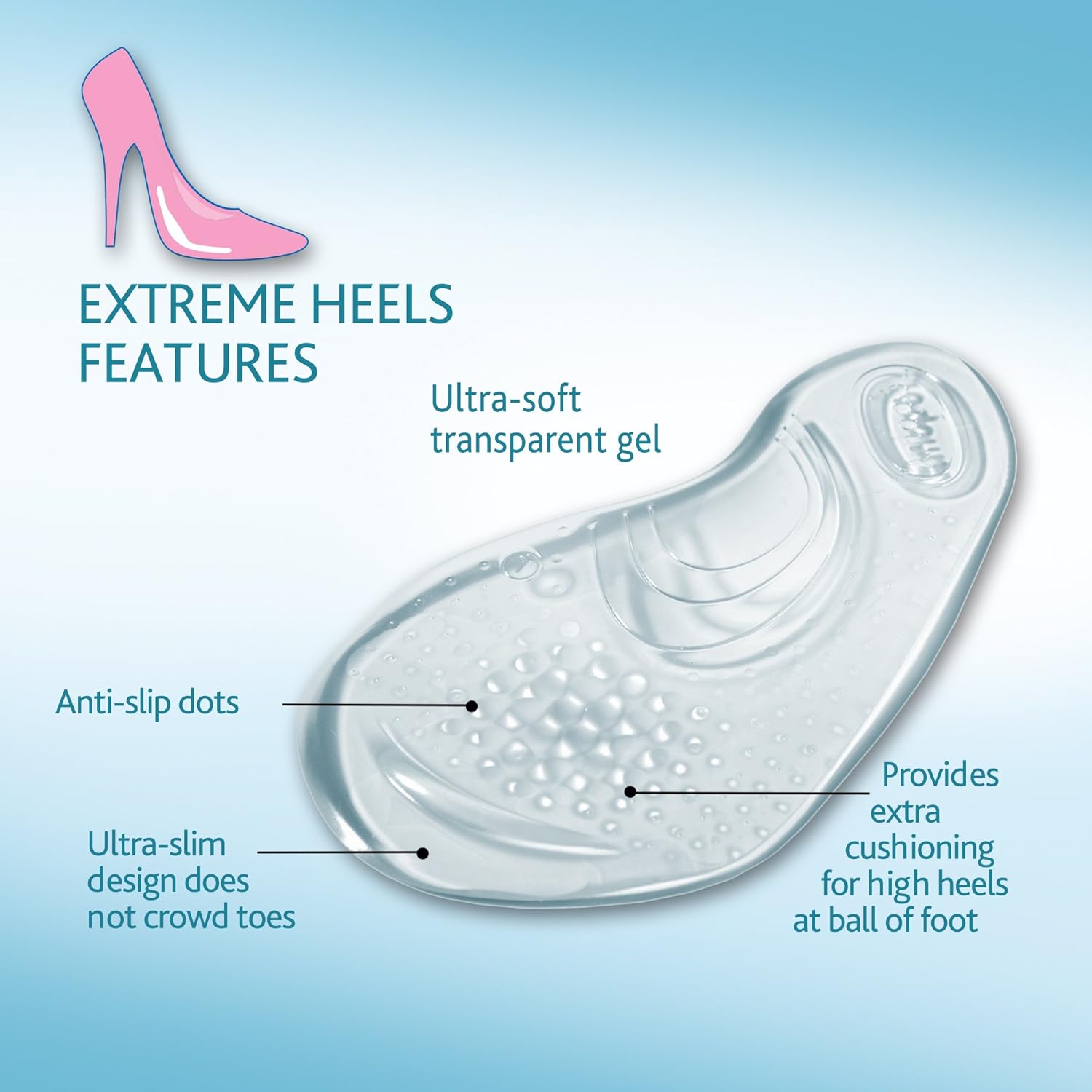 Amope GelActiv Extreme Heels Insoles for Women, 1 pair, Size 5-10: Health & Personal Care