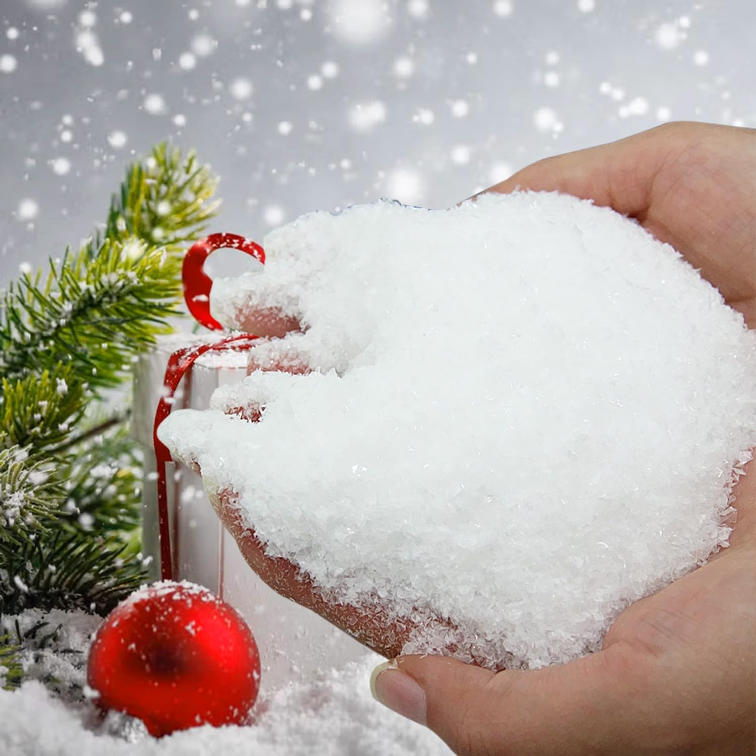 Artificial Snow - A AINOLWAY 25 Ounces Fake Snow for Christmas Village Display, Winter Displays - Artificial Instant Snow Dry Plastic Snowflakes Decoration for Holiday Decor Winter Displays