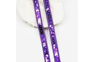 VOOMOLOVE Length10 Yards，Wide 12mm/0.47 inch Purple Sequin Ribbon Trim,for Sewing DIY Crafts Costume Home Decorative（Purple）