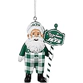 FOCO New York Jets Santa Wearing Overalls Holiday Ornament