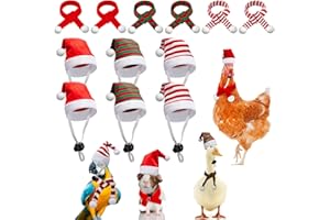 Weewooday 12 Pcs Mini Christmas Pet Santa Hat Scarf Set Adult Xmas Small Animal Tiny Santa Hat with Adjustable Chin Strap for Chicken Cat Dog Hamster Guinea Gift(Small,Stripe Style)