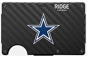 The Ridge NFL Edition, Mens Minimalist Aluminum Metal Wallet - Rfid Blocking, Elastic, Slim Front Pocket Credit Card Holder with Both Cash Strap and an additional Money Clip