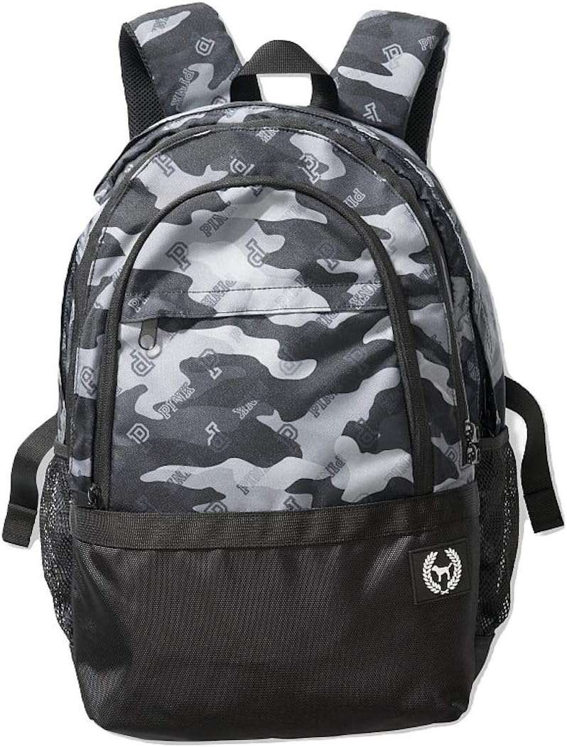 grey pink backpack