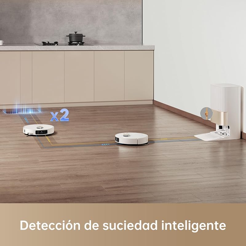 X40 Ultra Complete Robot Aspirador y Fregasuelos, Succión de 12.000 Pa, con Mopa Extraíble y Elevable, 70℃ Fregona Autolimpiable, Cepillo Lateral Extensible y Elevable, Detección Suciedad