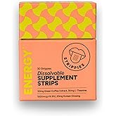 STRIPPIES Dissolvable Energy Strips – Natural Green Coffee, L-Theanine, B12, Ginseng – Fast Acting, Jitter-Free Caffeine Alternative – Fresh Mint Flavor – On-The-Go Energy Boost – 30 Strips