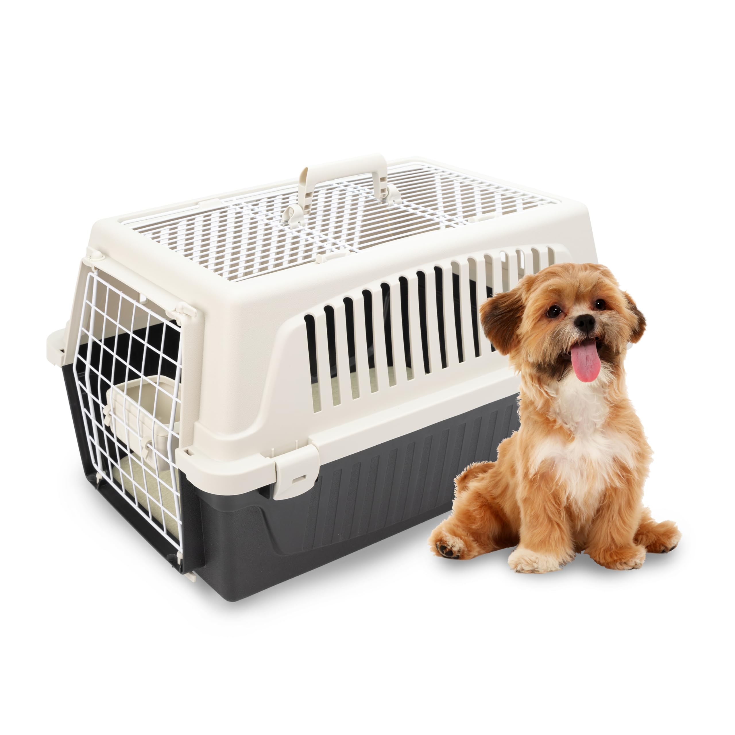 Ferplast Cat Carrier Small Dog Carrier, Double Opening, Secure, Practical, Easy to Clean, Durable Pet Travel Box up to 8 Kg, Includes Cushion, 58 x 37 x h. 32 cm