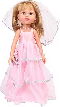 JOY STORIES Large Indian Doll in Bridal Costume for Girls, Pink (Height - 42 cm)