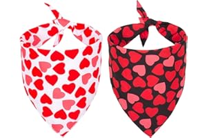 PTDECOR Valentine's Day Dog Bandana Reversible Triangle Bibs Scarf Valentine Day Bandanas for Medium Large Dogs (Valentine's Day, Large)
