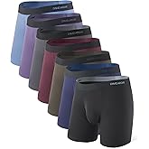 DAVID ARCHY Mens Underwear Rayon Made from Bamboo 7-Pack, Wicking-Moisture & Cool Boxer Briefs with Support Pouch