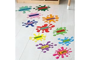 CINROBIYE 11 Sheets Inspirational Quotes Floor Decals,Ink Splatter Splotches Wallpaper Motivational Hopscotch Game Stickers Positive Saying Wall Decals for Classroom School Kindergarten Bedroom Nursery Floor