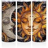 Mystical Boho Moon Sun Tumbler Stainless Steel Insulated Tumblers 20 oz Coffee Mug Thermal Travel Cup with Lid for Home Office Car, Witchy Tarot Gifts Boho Halloween Christmas Friendship Birthday Gift