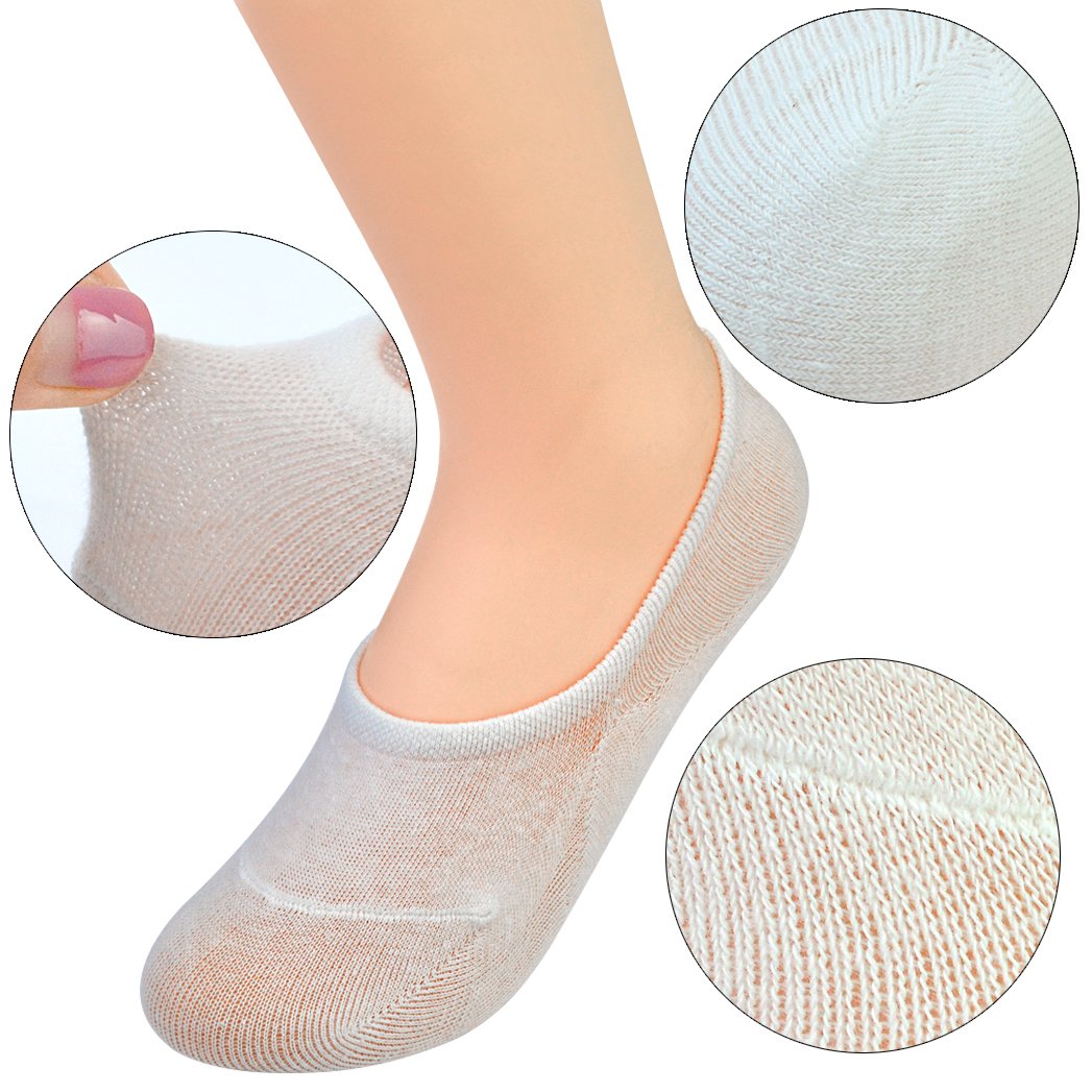 Miayon 12 Pairs Women Casual Socks Low Cut Invisible Socks Pure Cotton Anti-Sliped Boat Socks for Women
