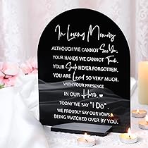 Wedding Reserved Sign In Memory Of Parents - "Watching Over Us From Heaven" Wood Sign With Ribbon - View #4