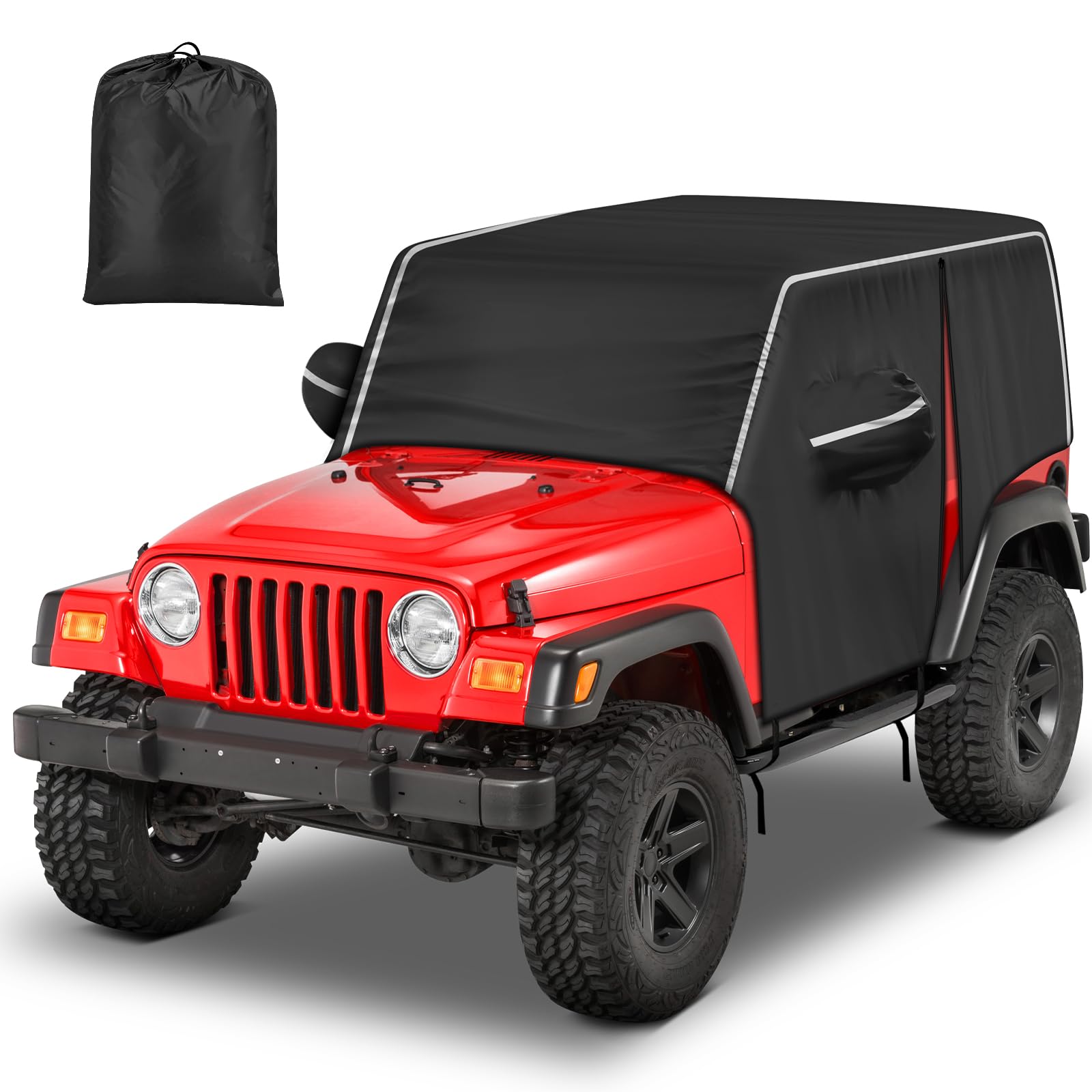 Photo 1 of Waterproof Cab Covers Fit for Wrangler 1996-2006 TJ YJ, Scratchproof Inner Cotton Car Cover with Driver Door Zipper Windproof Straps All Weather UV Protection