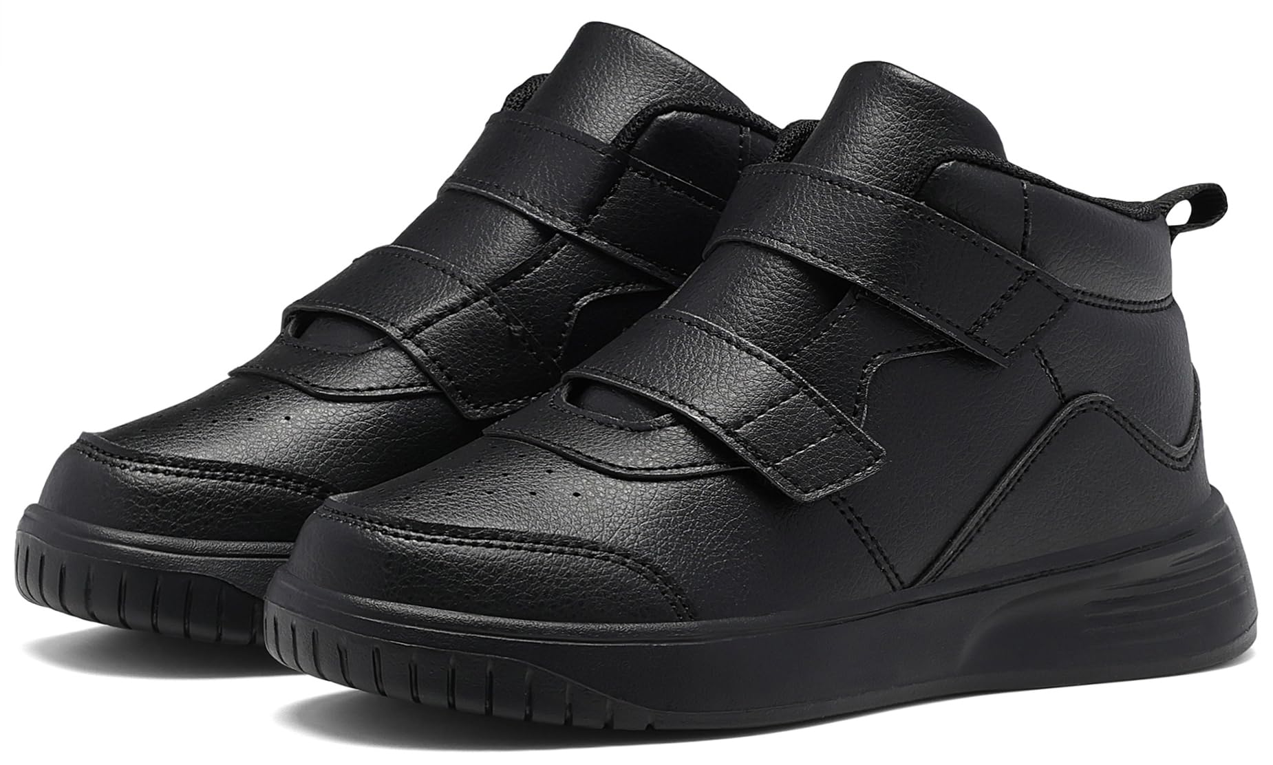 Photo 1 of ** TOP VELCRO ON RIGHT SHOE IS DAMAGED** YEESANFUL Toddler High Top Sneakers for Boys Girls Shoes Fashion Lightweight Casual Easy On Kids School Shoes All Black 8