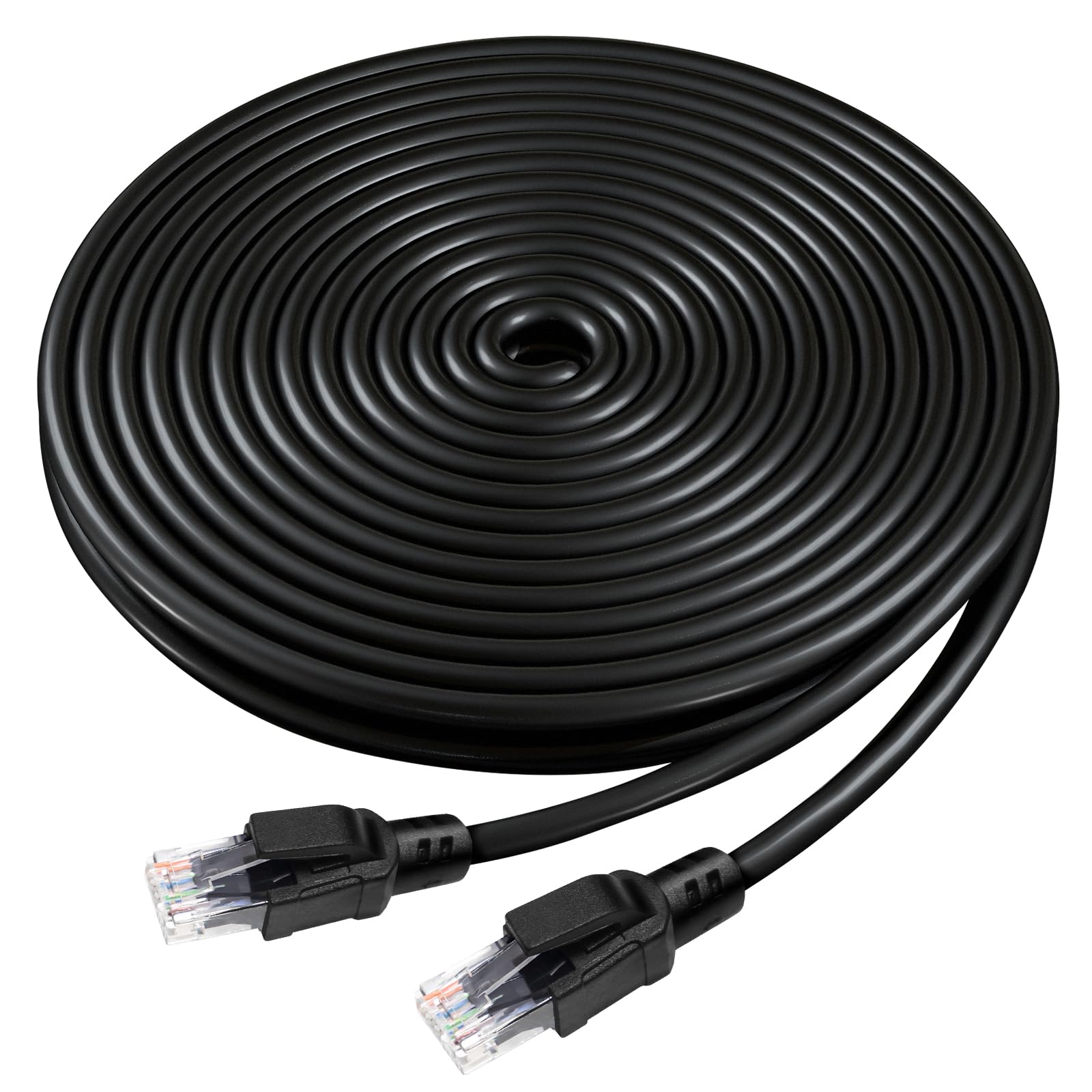 VOIETOLT Outdoor Cat 6 Ethernet Cable 29m, Water Resistant Direct Burial LLDPE UV Jacket - 24AWG 10Gbps High Speed Gigabit Internet Network Cable - CCA, UTP with 20 Ties - Black