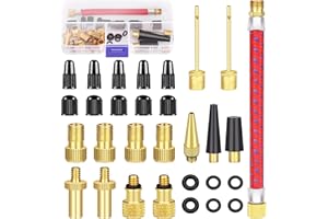 Senbos Bike Valve Adapter Set, 30pcs Bicycle Pump Air Valve Converter Bike Inner Tube Patch Kits, Bike Tire Valve Adapters Ba