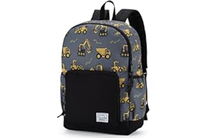 Toddler Kids Backpacks, VASCHY Cute Lightweight Water Resistant Preschool Backpack for Little Boys with Chest Strap Excavator