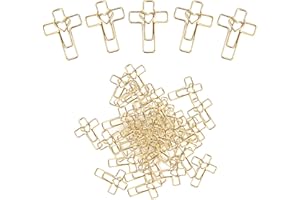 AJABAVBD 50PCS Gold Heart Cross Paper Clips, Bible Study Supplies, Christian Gifts for Women Jesus Bible Stuff Bookmark journaling Supplies Accessories, Easter Eggs fillers, Valentines Day Cards Teacher Gifts