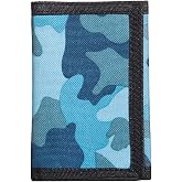 Leyeve wallet,Teen Wallet with Coin Pocket,Kids Wallets for Boys,RFID Trifold Canvas Outdoor Sports Wallet for Kids,Front Pocket Wallet with Magic Sticker-Blue camo