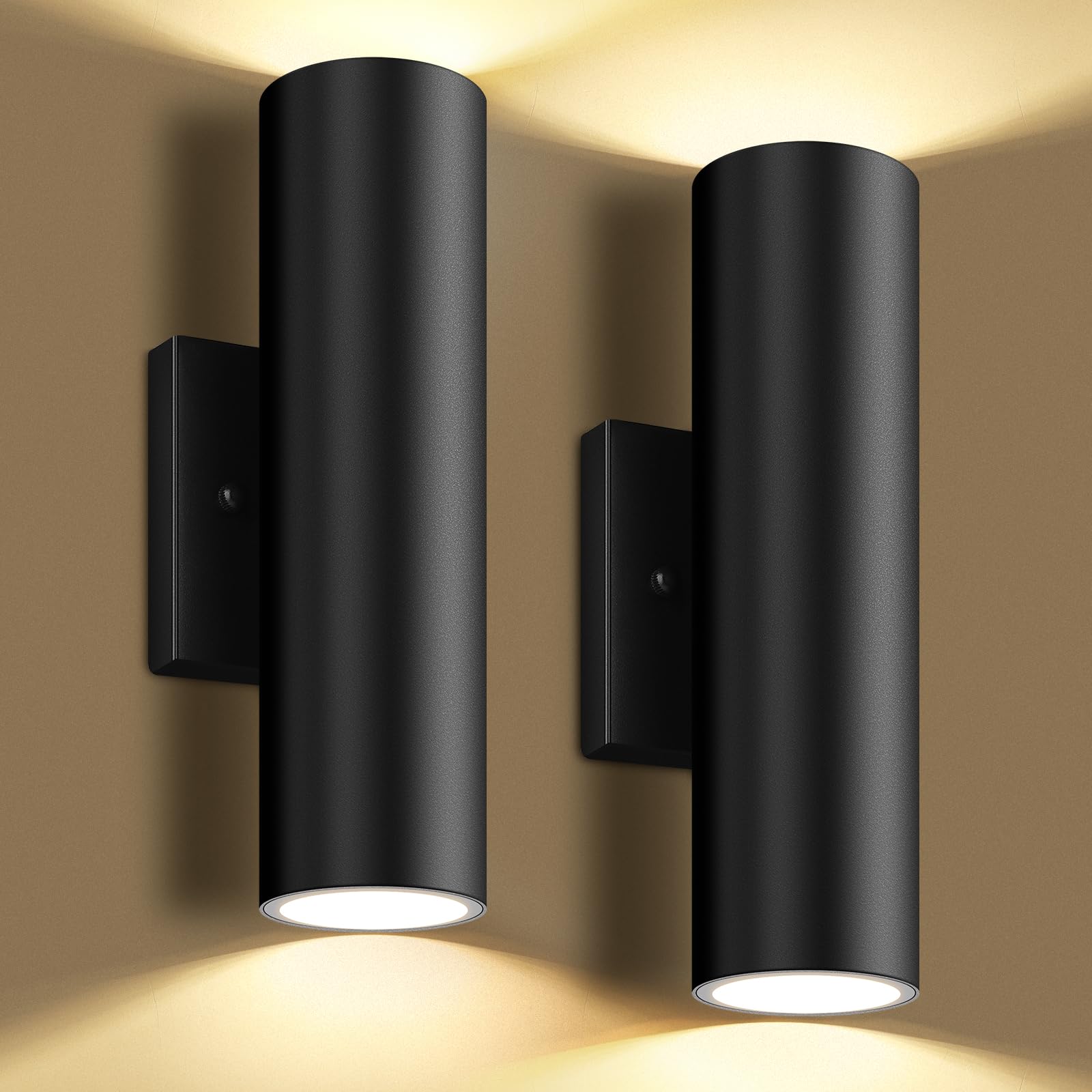 Outdoor Wall Lights, 12W 3000K Integrated LED Cylinder Up Down Lights ...