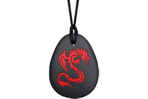 MUNCHABLES: JEWELRY FOR KIDS THAT CHEW Munchables Dragon Sensory Chew Necklace for Adults or Kids - Chewy Fidget Stim Toy Jewelry for Boys and Girls (Red/Black)