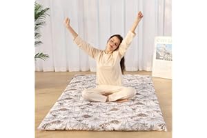 Syrinx Japanese Floor Futon Mattress Twin Size, Foldable Tatami Mat Portable Camping Sleeping Pad, Roll Up Floor Bed for Adults Child, Boys Girls Dormitory Thicken Mattress, Coconut, 39"x 80"