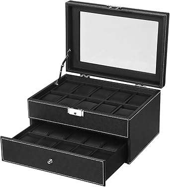 SONGMICS Caja para 20 Relojes, Color Negro JWB301: Amazon.es: Relojes